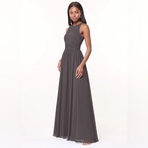 Azazie high neck maxi dress princess a line bridesmaids dress grey gray
